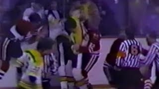 Keith Magnuson vs Derek Sanderson amp Dan Maloney vs Rick Smith Nov 26 1970 [upl. by Racso]