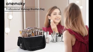 Large Capacity Foldable Travel Makeup Brushes Case Makeup Bag with Detachable Dividers [upl. by Qahsi]