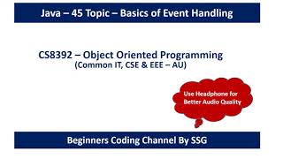 Java Event Handling  Basics of Event Handlers  Adapter Class  Program  OOP  Tamil  58 [upl. by Yelnahs]