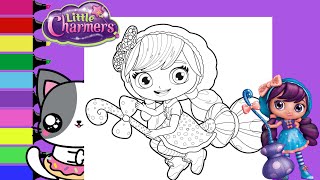 Coloring Little Charmers Lavender Flying Broom Coloring Book Page  Sprinkled Donuts JR [upl. by Waite315]