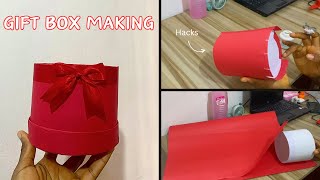 Gift box wrapping  How to cover a gift box  How to make a gift box  Diy Round shaped gift box [upl. by Romito165]