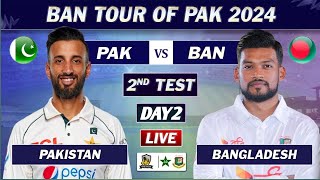 PAKISTAN vs BANGLADESH 2ND TEST MATCH DAY 2 LIVE SCORES  PAK vs BAN LIVE MATCH  PAK SESSION 1 [upl. by Rafaello]