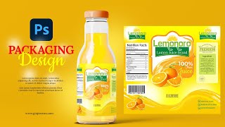 Professional Juice Bottle Label Design  Adobe Photoshop Cc [upl. by Yeknarf]