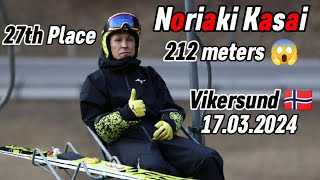 Noriaki Kasai 🇯🇵 51 yo jumps 212 meters  Vikersund 🇧🇻 17032024 [upl. by Iteerp651]