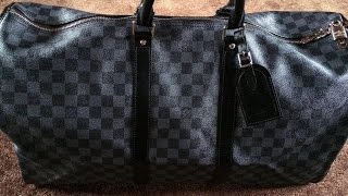 Louis Vuitton Keepall 55 Damier Graphite Review  Replica with Comparison [upl. by Oraneg376]