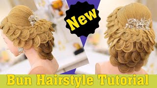 best bun hairstyle for wedding 2024  party function bun hairstyle for saree  bun hairstyle 2024 [upl. by Adilen]