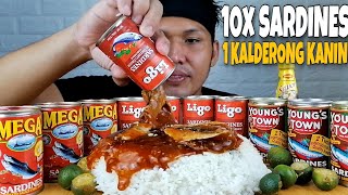 10 SARDINAS AT 1 KALDERONG KANIN  MUKBANG PHILIPPINES [upl. by Lorene]