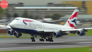 Amazing Plane Spotting at London Heathrow  45 mins w Stunning HD Heavies [upl. by Inimod]