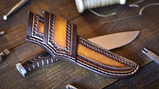 Making A Scout Style Leather Knife Sheath  Leather Craft [upl. by Aihtnic]