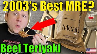 Japanese Food MRE 🍲 ARMY BEEF TERIYAKI Taste Test 2003 US Military Meal Ready To Eat Review [upl. by Anatnas]