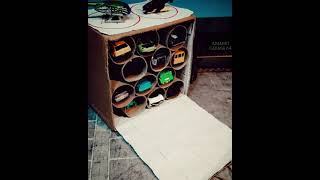 DIY paper rolls Hot Wheels garage fun project for kids short [upl. by Julie]