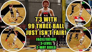 99 THREE BALL ON A 73 CENTER JUST ISNT FAIR NBA 2K22 Next Gen Facilitating 3Level 2Way Build [upl. by Rodman]