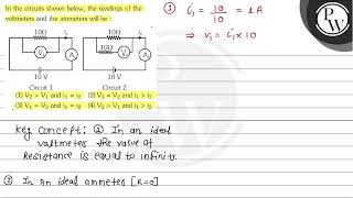 In the circuits shown below the readings of the voltmeters and the ammeters will be  Circuit 1 [upl. by Aicilanna]