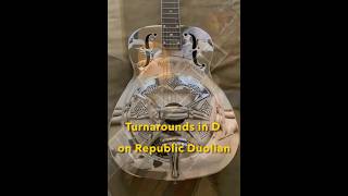 2  Turnarounds in D on Republic Duolian Sandblasted Hawaiian  Resonator Slide Guitar Lesson … [upl. by Deyes]