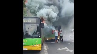 Pożar autobusu MPK w Poznaniu [upl. by Yelsiap]