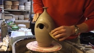 Making a Pottery Ceramic Bird House  Nest Box on the Wheel  Prototype attempt  1 [upl. by Ecinue]