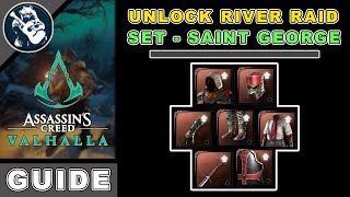 Full Saint George Set Armor Assassins Creed Valhalla River Raids New Gear Locations [upl. by Septima]