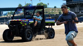 GTA 5 UN HOMME COURS AVEC UNE ARME SUR LA PLAGE🚔  LSPDFR 1130 [upl. by Alieka682]