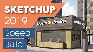 Sketchup 2019 speed modeling Hardees Kiosk [upl. by Jankell]