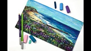 Painting the Seaside  Beginner Soft Pastel Tutorial [upl. by Adnael1]