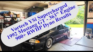 Vortech YSi Supercharged Foxbody Mustang 900 HP Dyno Results  7000 RPM 363 82 Deck Windsor [upl. by Saunders]