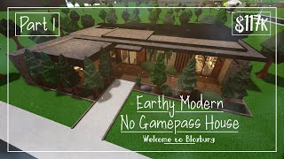 Earthy Modern No Gamepass House Speedbuild Part 12  Roblox  Welcome to Bloxburg [upl. by Anyehs]