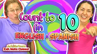 Count to 10 in English and Spanish  Jack Hartmann [upl. by Yelsgnik279]