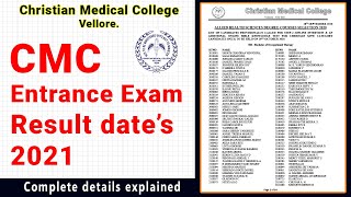 CMC entrance exam result dates 2021  what next after the results [upl. by Meredi]