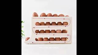 Gaukomzs 4 Tiers Egg Holder for Fridge Auto Rolling Fridge Egg Organizer SpaceSaving Egg Dispenser [upl. by Auhsuj658]