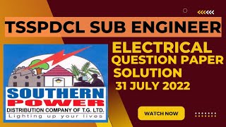 TSSPDCL Sub Engineer Question paper solution 31 July 2022  mahatranscoae tsspdcl mpscelectrical [upl. by Alyosha]