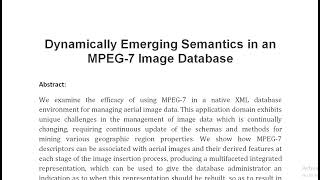 Dynamically Emerging Semantics in an MPEG 7 Image Database [upl. by Ainat]