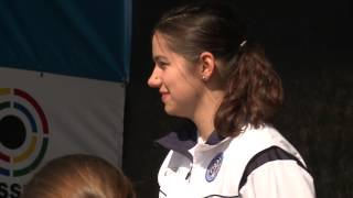 Podium and Interview ENG with Petra ZUBLASING ITA  ISSF World Championship 2014 Granada ESP [upl. by Normandy]