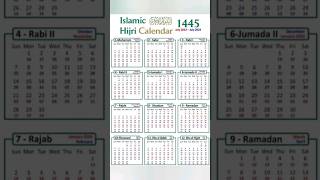 Islamic Calendar 🗓 1445 Hijri hijricalendar viralyoutubeshorts share [upl. by Addam911]