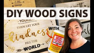 DIY Wood Signs  Mod Podge Transfer to Painted Wood with Gold [upl. by Lladnor]