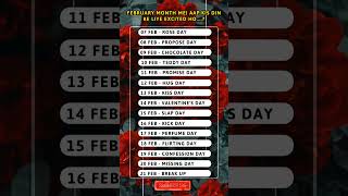 Valentines day List  Valentine week List 2024  February days list 2024  Valentine Day 2024 [upl. by Aicercal]