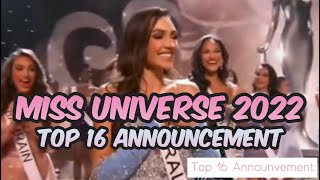 TOP 16 FINALIST OF MISS UNIVERSE 2022 ANNOUNCEMENT [upl. by Suzann23]