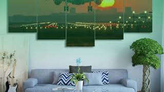 5 Piece Airplane Red Sunset Canvas Paintings Review [upl. by Eahsat]