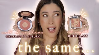 CHARLOTTE TILBURY WALK OF NO SHAME vs HOURGLASS AT NIGHT Blush Review Swatches Chic to Cheek Compare [upl. by Bullion132]