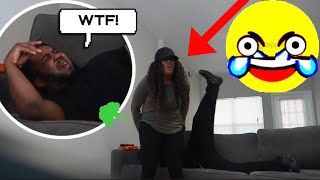 FARTING IN MY HUSBAND’S FACE PRANK HILARIOUS [upl. by Atikir]