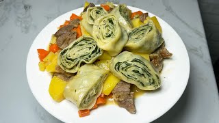 Штрудель Штрудли с мясом Самый вкусный рецептКазакша рецепт [upl. by Naves745]