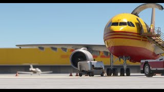 MSFS  DHL A300F4600R Leipzig to Madrid  iniBuilds A30F  POSCON [upl. by Gniliem]