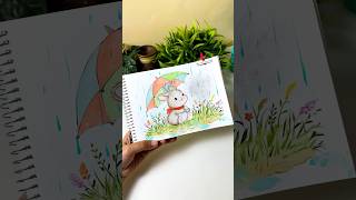 Watercolor painting⛱️🐰 watercolor watercolorpainting painting shorts ytshorts [upl. by Armington579]