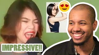 KATRINA VERLADE IMPERSONATING SINGERS SHORT COVER REACTION [upl. by Alaehcim]