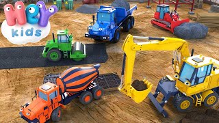 Les engins de chantier dessin animé 🚚 Tractopelle bulldozer grue camion  HeyKids  Comptine bébé [upl. by Nakeber]