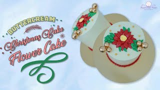 Learn to make Christmas Buttercream Flower Cake [upl. by Enelehcim]