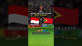 Jadwal Timnas Indonesia Piala AFF U19 2024  Indonesia vs Timor Leste [upl. by Remark]