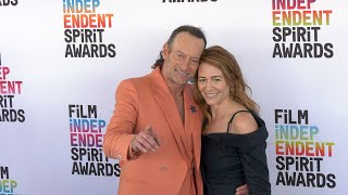 Troy Kotsur and Deanne Bray Kotsur 2023 Film Independent Spirit Awards Blue Carpet [upl. by Ahsiekar]