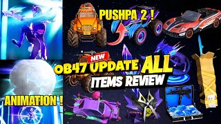 OB47 FULL COLLECTION REVIEW  OB47 ALL SKIN COLLECTION OF FREE FIRE OB47 ALL LEGENDARY ITEMS REVIEW [upl. by Anastos]