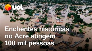 Enchentes no Acre isolam cidades alagadas e atingem 100 mil pessoas veja vídeos [upl. by Dnumyar726]