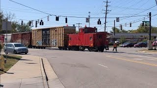 Strangest Railroad Crossing Ever Caboose Leads Train Across Conductor Flags Traffic [upl. by Bj]